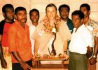 Columban Fr. Charles Duster (center) at the Fiji Solevu Catholic mission